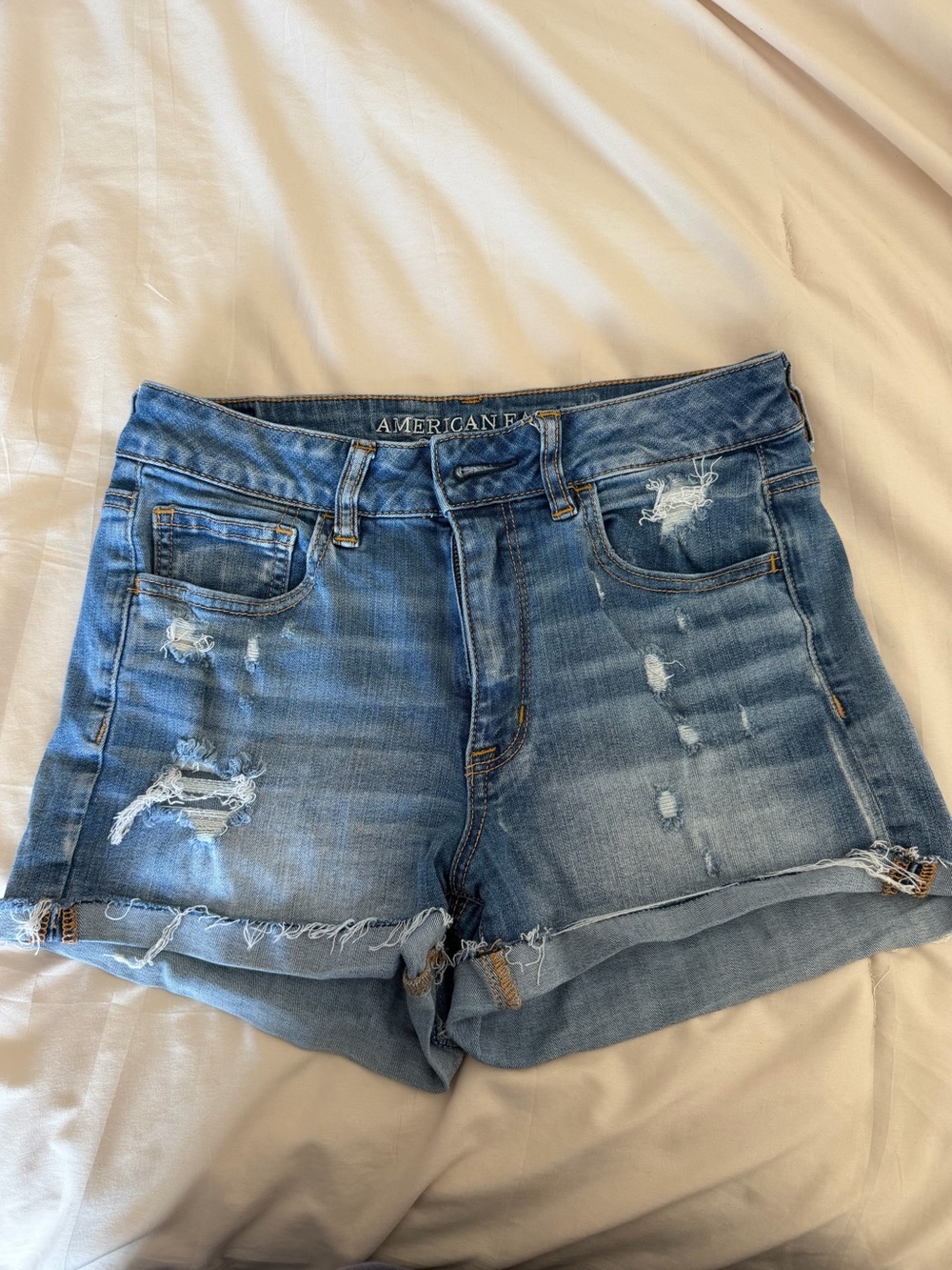 American Eagle Outfitters Light Blue Distressed Jean Shorts